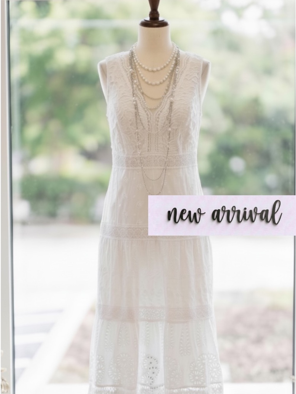 Elegant Empire Waist Eyelet Dress